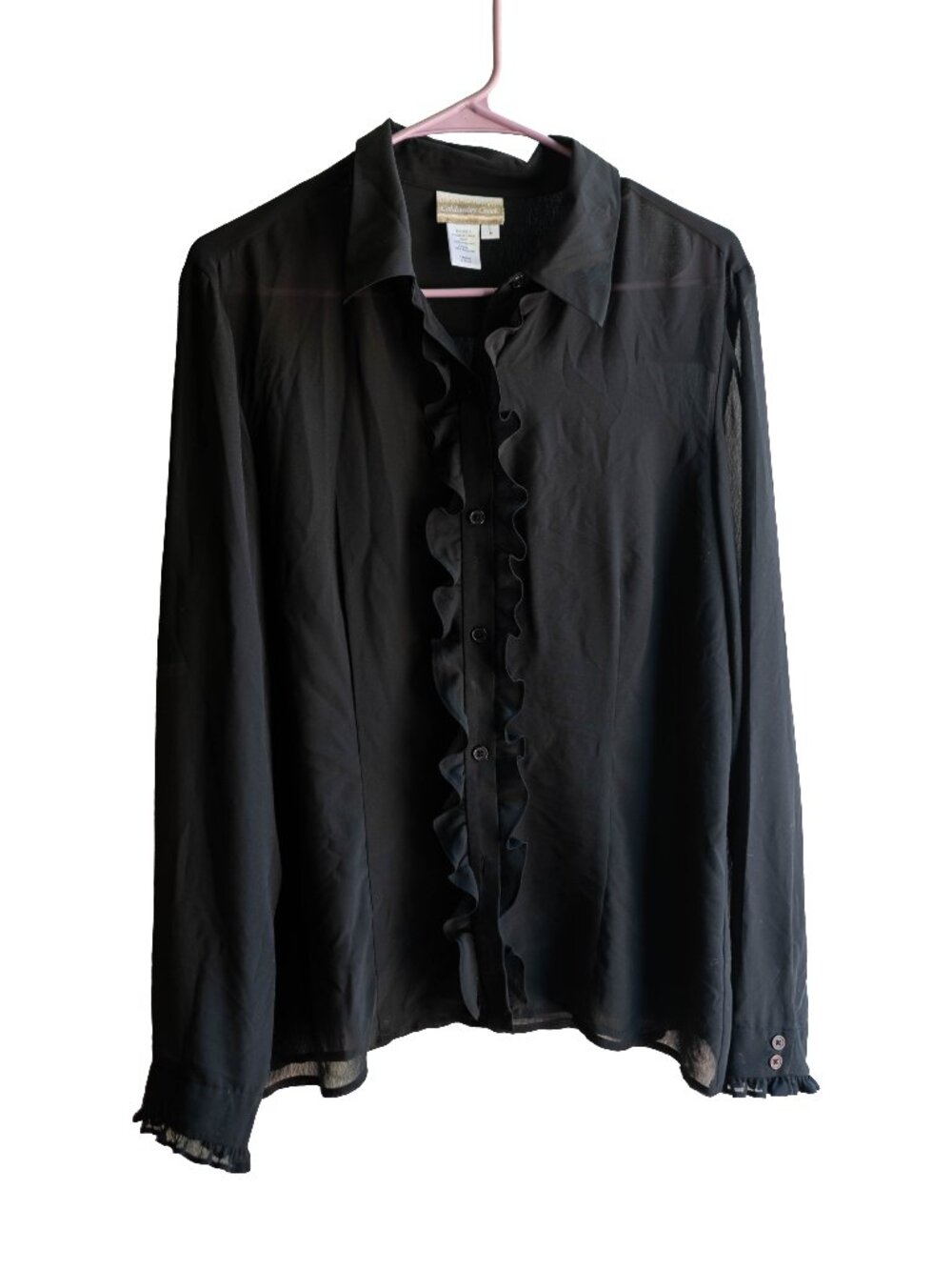 Coldwater Creek Sheet Ruffle Button Up Blouse - Large